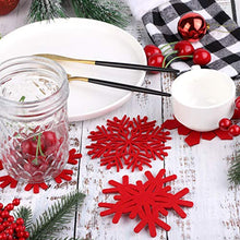 Load image into Gallery viewer, ADXCO 12 Pieces Christmas Coasters Red Christmas Cup Mats Snowflake Designs 6 Patterns Wine Tea Coffee Drinks Mats for Christmas Dinner Xmas Party Decoration
