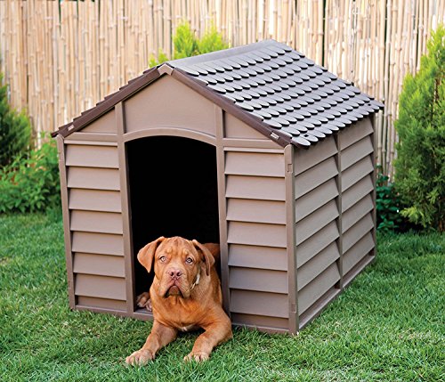 Large Heavy Duty Plastic Dog Kennel Pet Shelter PLASTIC DURABLE OUTDOOR - color Brown