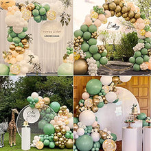 Load image into Gallery viewer, Sage Green Balloons Arch Garland Kit, Sumtoco 112pcs Avocado Olive Green Balloons Arch Set with White Gold Confetti Latex Balloons for Wedding Birthday Baby Shower Tropical Party Decorations
