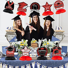 Load image into Gallery viewer, 2022 Graduation Party Decorations, 9PCS Graduation Honeycomb Centerpiece Red Black Graduation 3D Table Decoration Graduation Cap Table Toppers for Class of 2022 Congrats Graduation Party Decorations
