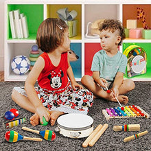 Load image into Gallery viewer, Stoie&#39;s- 19 Piece Musical Instrument Set for Toddlers, Preschool Children &amp; Kids– Wooden Percussion Toys and Rhythm Instruments - Xylophone, Drum - Promotes Early Development - Backpack Included…
