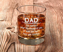 Load image into Gallery viewer, Funny Birthday Gifts for Dad from Daughter Son Kids, Dad No Matter What/Ugly Children Whiskey Glass Gift for Men Set, Novelty Father&#39;s Day Present Idea for Father, Bourbon Scotch Glass Gift
