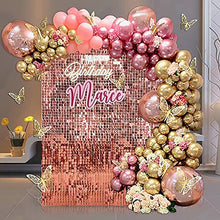 Load image into Gallery viewer, Balloon Arch Kit Garland 134pcs Shiny Metallic Rose Gold Pink 4D Foil Balloons with Butterfly Stickers for Birthday Decorations Wedding Anniversary Baby &amp; Bridal Shower Valentine Party Mother&#39;s Day

