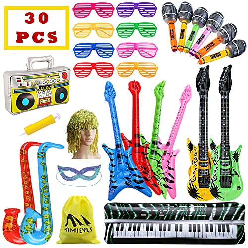 MIMIEYES Inflatable Rock Star Toy Set Inflatables Saxophone Guitar Mic ...