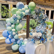 Load image into Gallery viewer, Mint Green Balloons Garland Kit, Birthday Party Decorations Balloon Garland, Mint Green, Blue, Silver Metal Balloon, Boy Party, Baby Shower Birthday Decorations.
