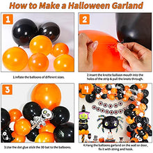 Load image into Gallery viewer, KAINSY Halloween Balloon Arch Garland Kit, Halloween Balloon Decorations, Black Orange Balloon Set with Spider Skull Balloon Web and 3D Bat for Halloween Party Decor Indoor Outdoor
