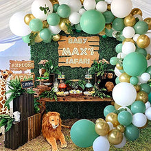 Load image into Gallery viewer, Green and Gold Balloons Garland Kit, 162Pcs Reusable Sage Green Balloons with White and Gold Latex Balloons for Birthday Party, Baby Shower, Jungle Safari Party Decoration
