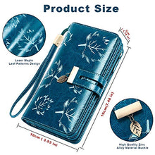 Load image into Gallery viewer, LUROON Ladies Leather Purse RFID Blocking Women Purses Large Capacity Card Wallet Ladies with 24 Credit Card Slots,Clutch Long Wallet with Zipper Pocket &amp; Wrist Strap (Blue)
