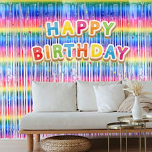 Load image into Gallery viewer, Pajaver Metallic Tinsel Curtains, Rainbow Foil Curtain, Backdrop Fringe Curtains, Door Window Backdrop Decorations for Birthday Wedding Party Favors Supplies (Multicolor B)
