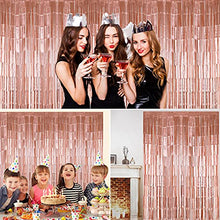 Load image into Gallery viewer, Rose Gold Foil Fringe Curtain 3ft x 8.3ft, 1 Pack Rose Gold Metallic Tinsel Curtain Birthday Decorations, Foil Curtain for Birthday Graduation Wedding Engagement Bridal Shower Bachelorette Holiday
