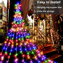 Load image into Gallery viewer, Hezbjiti Christmas Lights Outdoor, 344 LED Christmas Tree Lights with Topper Star - 8 Lighting Modes Fairy Lights Mains Powered for Christmas Decorations (Multi Colour)
