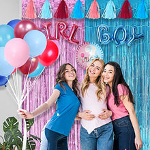 Load image into Gallery viewer, Gender Reveal Party Decoration Supplies 71pcs Blue Pink Confetti Latex Balloon Garland Kit Glitter Boy Or Girl Banner Metallic Fringe Curtains for Gender Reveal Baby Shower Party Decorations
