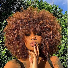 Load image into Gallery viewer, Short Hair Afro Kinky Curly Wigs With Bangs For Black Women African Synthetic Ombre Glueless Cosplay Natural Blonde Wig 12 inches（Blonde）
