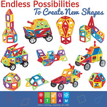 Load image into Gallery viewer, Limmys Magnetic Building Blocks – Unique Magnetic Tiles Construction Toys for Boys and Girls – STEM Educational Toy – Includes 74 Pieces and an Idea Booklet – Magnets for Kids with Magnetic shapes
