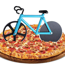 Load image into Gallery viewer, ZAWTR Bicycle Pizza Cutter, Bike Pizza Cutter Novelty Pizza Wheel Slicer, Dual Stainless Steel Pizza Knife Super Sharp Blades with Non-Stick Coating &amp; Kickstand, Kitchen Gadgets Party Supplies (Blue)
