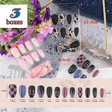 Load image into Gallery viewer, 72 Pieces Coffin False Nails Short Fake Nail Tips with Designs Full Cover Press on Acrylic False Nails Stick on Nails for Women and Girls
