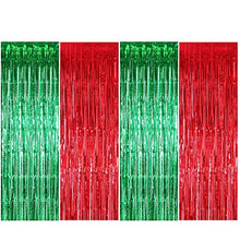 Load image into Gallery viewer, ENTHUR Christmas Party Decoration Backdrop Foil Curtains 1×2.5m×4 Pack Metallic Fringe Door Curtains Shimmer Tinsel Curtain for Birthday Wedding Party Halloween Christmas Decorations
