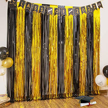 Load image into Gallery viewer, AILEXI 3 Pack Metallic Tinsel Curtains Foil Fringe Shimmer Streamers Curtain Door Window Decoration for Party Supplies 3ft*8ft - BlackGold
