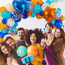 Load image into Gallery viewer, Sheepdog Party Balloon Garland &amp; Arch Kit, Blue Orange Blush Paw Latex Balloons Confetti Balloon Foil Balloon Strip Set for Bluey Theme Kids Dog Birthday Party Decorations
