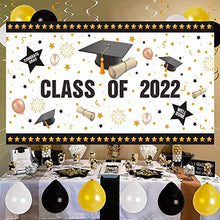 Load image into Gallery viewer, Graduation Decorations 2022 Banner for Class of 2022, 200 × 110 cm, Fabric Congrats Grad Banner Graduation Banner Party Supplies Photo Prop/Booth Backdrop,2022 Graduation Decorations Indoor/Outdoor
