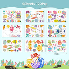 Load image into Gallery viewer, Hianjoo 130 PCS Easter Window Cling, 9 Sheets Easter Bunny Window Stickers PVC Static Stickers with Rabbit, Eggs, Carrot, Egg Basket, Flower Wreath, Flower, Butterfly for Easter Decoration
