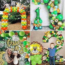 Load image into Gallery viewer, Jungle Animal Birthday Party Decoration for Boys, Safari Party Decoration Animal Happy Birthday Banner Garland with Palm Leaves Forest Jungle Animal Balloons for Baby Shower Boy Birthday
