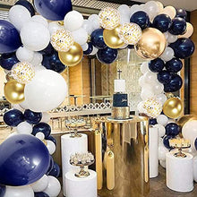 Load image into Gallery viewer, TOPLDSM Blue Balloon Arch Kit, Blue Balloon Garland Party Decorations with Navy Blue and White Balloon,Gold Confetti Balloon for Men and Boys Baby Shower Birthday Decorations Wedding Gender Reveal
