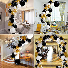 Load image into Gallery viewer, 103pcs Black Gold Confetti Party Balloons, 18inch Large Black White Balloons 12inch Birthday Graduation New Years Decorations with 4 Accessories Party Supplies Garland Arch Kit for Kids and Adults
