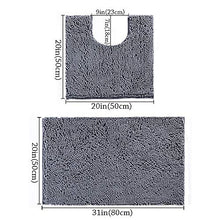 Load image into Gallery viewer, LUFENG Bath Mat Set 2 Pieces, 20 * 31&#39;&#39; Bathroom Mat and 20 * 20&#39;&#39; U Shape Toilet Rug with Non Slip Adhesive Bottom, Bath Rug for Floor Tub Shower Bedroom, Machine Washable (Dark Grey)
