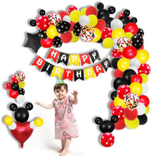 Load image into Gallery viewer, 156 Pcs Cartoon Mouse Balloons Arch Garland Kit 18&#39;&#39; 12&#39;&#39; 10&#39;&#39; 5&#39;&#39; Foil Confetti Black Red Yellow White Latex Balloons for Mouse Theme Birthday Party Supplies Baby Shower Birthday Wedding Decoration …
