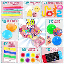 Load image into Gallery viewer, Fidget Sensory Toys for for Autism, ADHD. 2 Stress Relief Balls, 2 Soybean Squeeze, 2 Flippy Chain and 3 Large Size Stretch Strings with Reusable Packaging (Premuim Quality)
