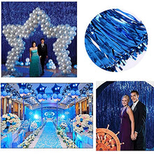 Load image into Gallery viewer, 6.5Ft Foil Fringe Curtains, Metallic Tinsel Streamers Backdrop for Party Prom Birthday Favors Decoration, 1 x 2m/ 3.3 x 6.6 feet (Blue)
