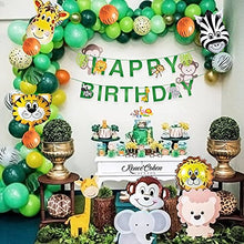 Load image into Gallery viewer, Jungle Animal Birthday Party Decoration for Boys, Safari Party Decoration Animal Happy Birthday Banner Garland with Palm Leaves Forest Jungle Animal Balloons for Baby Shower Boy Birthday
