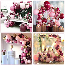 Load image into Gallery viewer, Balloon Garland Kit, TOLOYE Burgundy Balloons Arch Kit with Pink Wine Red Gold Confetti Latex Balloons, Decoration for Retro Lady Girls Birthday Wedding Anniversary Baby Shower Party Supplies
