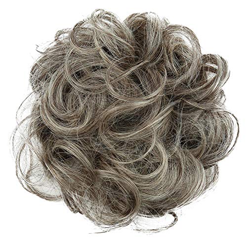 PRETTYSHOP Hairpiece Scrunchy Updo Bridal Hairstyle Voluminous Wavy Messy Bun Gray Blond Mix G21A