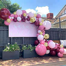 Load image into Gallery viewer, Balloon Garland Kit, TOLOYE Burgundy Balloons Arch Kit with Pink Wine Red Gold Confetti Latex Balloons, Decoration for Retro Lady Girls Birthday Wedding Anniversary Baby Shower Party Supplies
