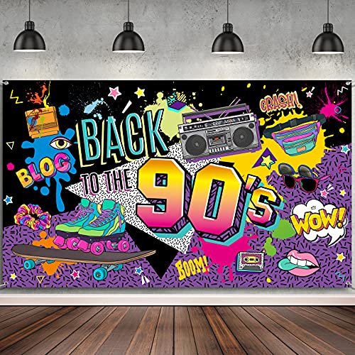 90s Party Decorations for Adults 90's Backdrop Back to The 90's Themed Banner Hip Hop Graffiti Photography Background Wall Table Birthday Party Decoration Supplies