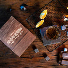 Load image into Gallery viewer, Whiskey Stones and Glass Gift Set for Men – 4 Whisky Scotch Bourbon Chilling Stones + Whiskey Rock Glass + Slate Coasters for Whiskey, Christmas/Father's Day/Birthday Gift/Present for Dad Boyfriend
