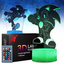 Load image into Gallery viewer, 3D Hedgehog Anime Night Light for Kids, 2 Patterns Hedgehog Toy 16 Color Changing with Remote Control,Birthday Gifts for Kids and Hedgehog Fans

