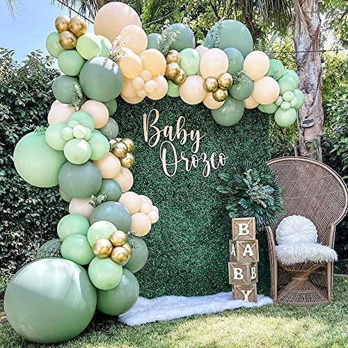 Sage Green Balloon Arch Kit, 108 Pcs Olive Green Balloon Garland Arch ...