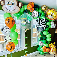 Load image into Gallery viewer, Jungle Animal Birthday Party Decoration for Boys, Safari Party Decoration Animal Happy Birthday Banner Garland with Palm Leaves Forest Jungle Animal Balloons for Baby Shower Boy Birthday
