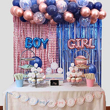 Load image into Gallery viewer, Lopeastar Gender Reveal Balloon Arch Decoration - 52 Balloons Navy Blue and Rose Gold tinsel Foil Fringe Curtains Backdrop, Boy or Girl Baby Reveal Party Supplies
