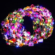Load image into Gallery viewer, 40 Pcs LED Flower Headband Crown Set, Light up Flower Wreath Crown Glowing Floral Headpiece Flower Hair Garlands Headdress for Women Girls Hair Accessories Wedding Party Holiday St. Patrick Day Easter
