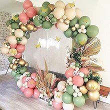 Load image into Gallery viewer, ZHIQIYI Balloon Arch Garland Kit, 3D Golden Butterfly Sticker Green Pink Balloon Garland Kit, 135 Party Decoration Balloons Reusable Latex Balloons For Wedding, Baby Shower, Birthday Party Decoration
