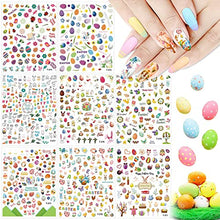 Load image into Gallery viewer, 8 Sheets Easter Nail Art Decals, Kalolary Bunny 3D Nail Glitter Self-Adhesive Stickers Easter Eggs Rabbits Chick for Women Girls Kids DIY Nail Design Manicure
