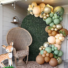 Load image into Gallery viewer, Jungle Safari Balloon Arch Kit, Safari Party Decorations Sage Green Balloon Garland Kit Green Balloons Coffee and Gold Balloons for Wild One 1st Birthday Decorations, Baby Shower Decorations
