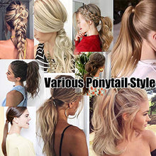Load image into Gallery viewer, Elailite Human Hair Ponytail Extension Straight - Wrap Around Clip in Ponytail 100% Real Remy Human Hair (#60 Platinum Blonde, 16 Inch)
