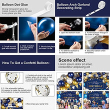 Load image into Gallery viewer, Navy Blue Birthday Confetti Balloons Kit Set 50 Pieces Blue Birthday Photography Backdrop Banner Package for Boys Girls Men Women Birthday Party Decorations Supplies (Navy Blue and Gold)
