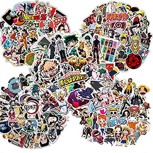 Laoji 250PCS Anime Stickers, Each 50PCS Stickers of Dragon Ball Z, My Hero Academia,Naruto, ONE Piece and Demon Slayer for Laptop,Phone,Luggage,Water Bottle