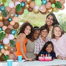 Load image into Gallery viewer, Balloon Garland Arch Kit, 96 Pcs Forest Brown Green Orange Balloon Arch Kit with Metallic Gold Balloons Palm Leaves for Safari Jungle Wild One Theme Party Decorations
